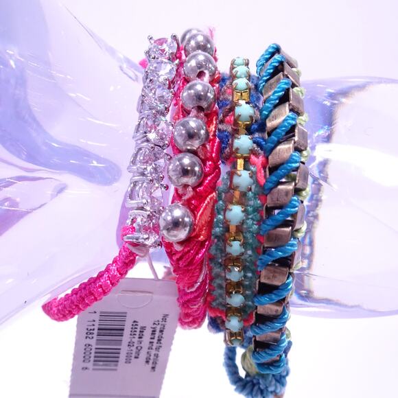 J.Crew AEO Gap Women's Rainbow Braided Crystal Stone Bracelet Set of 4 NWT 125 - Picture 9 of 9